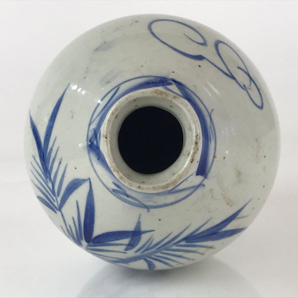 Japanese Ceramic Sake Bottle Vtg Kayoi Tokkuri Koimari Ware Blue Sometsuke TS487