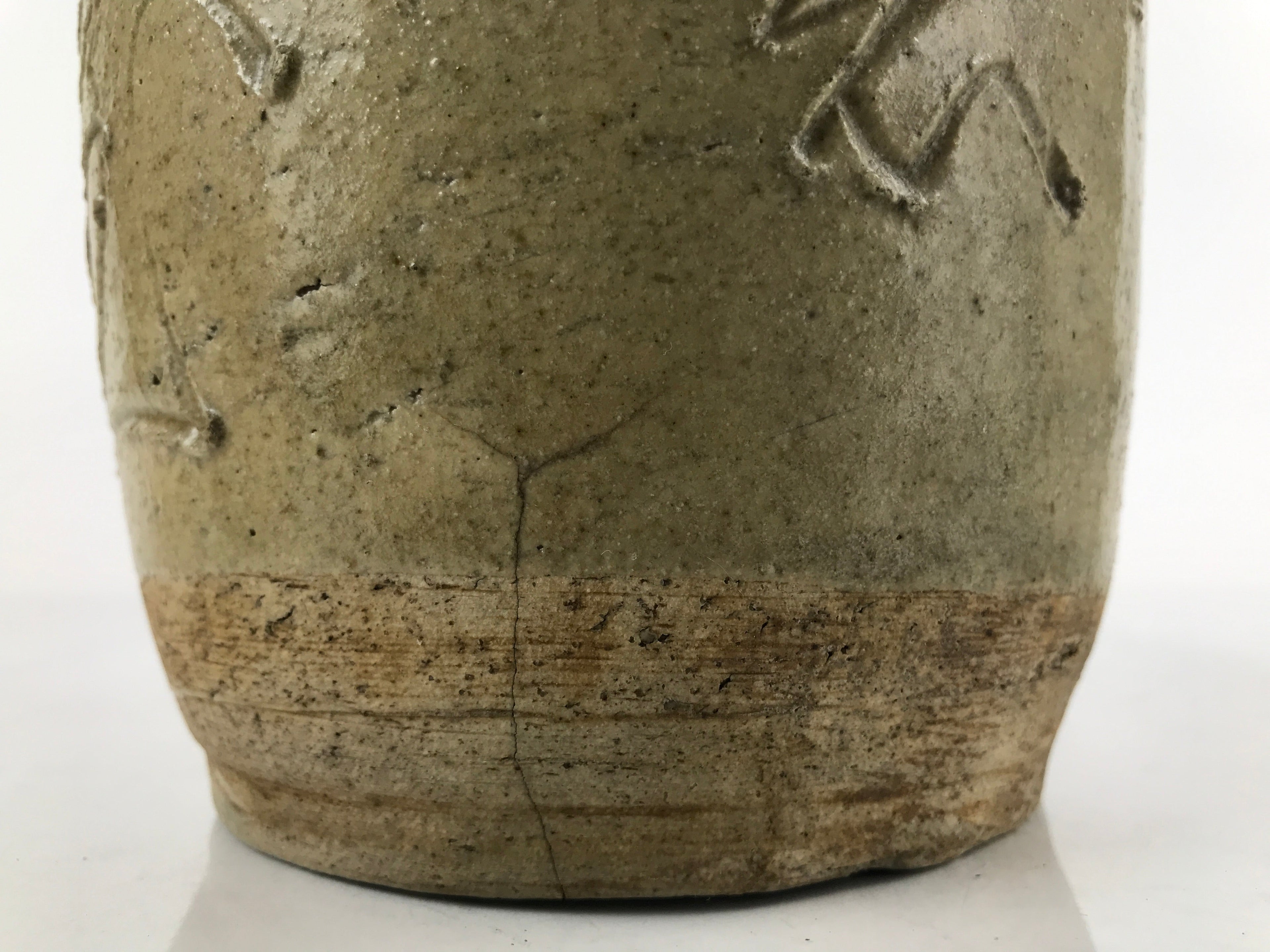 Japanese Ceramic Sake Bottle Vtg Kayoi-Tokkuri Large Carved Kanji TS651