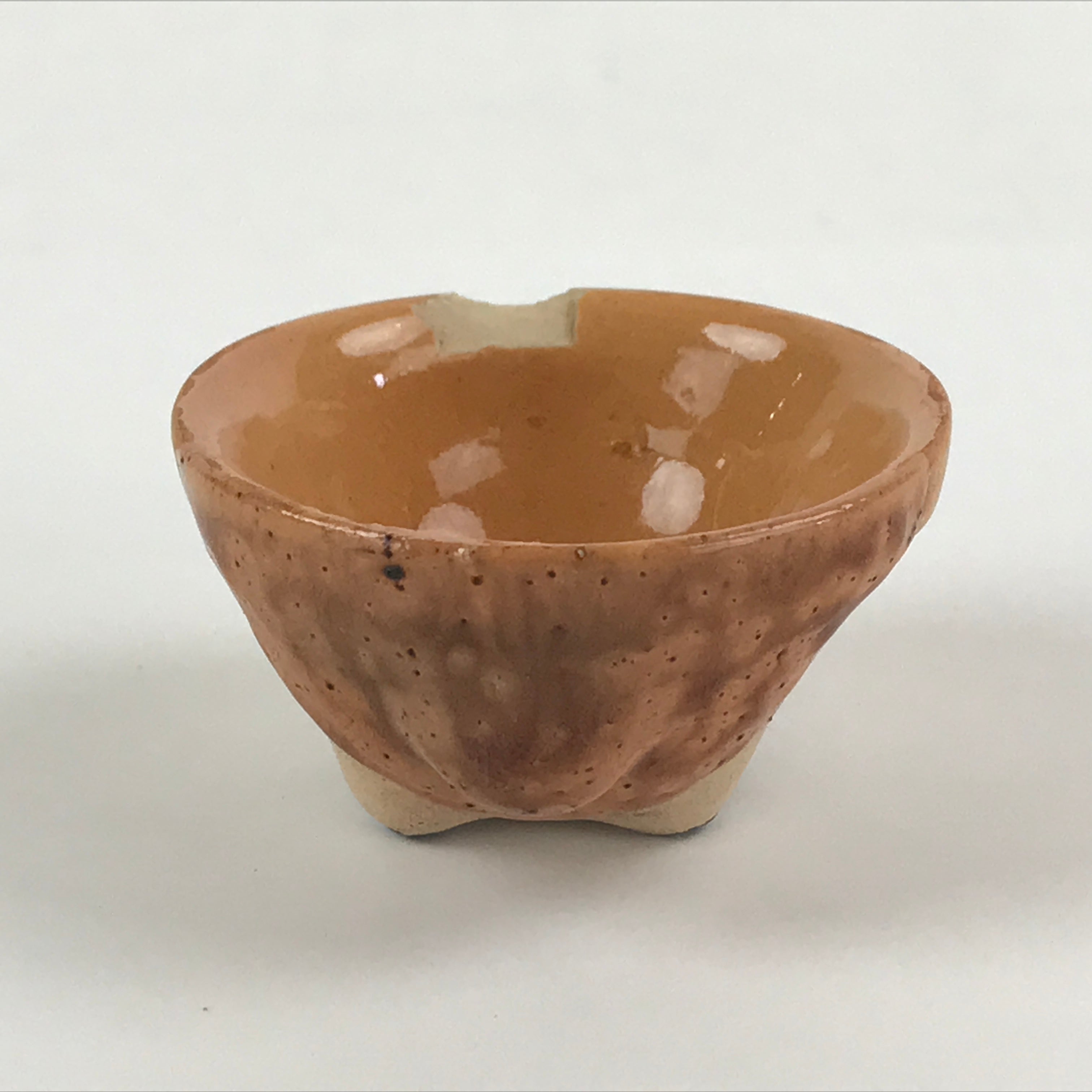Japanese Ceramic Sake Cup Man Face Vtg Guinomi Ebisu Noh Mask Smiling Face G91