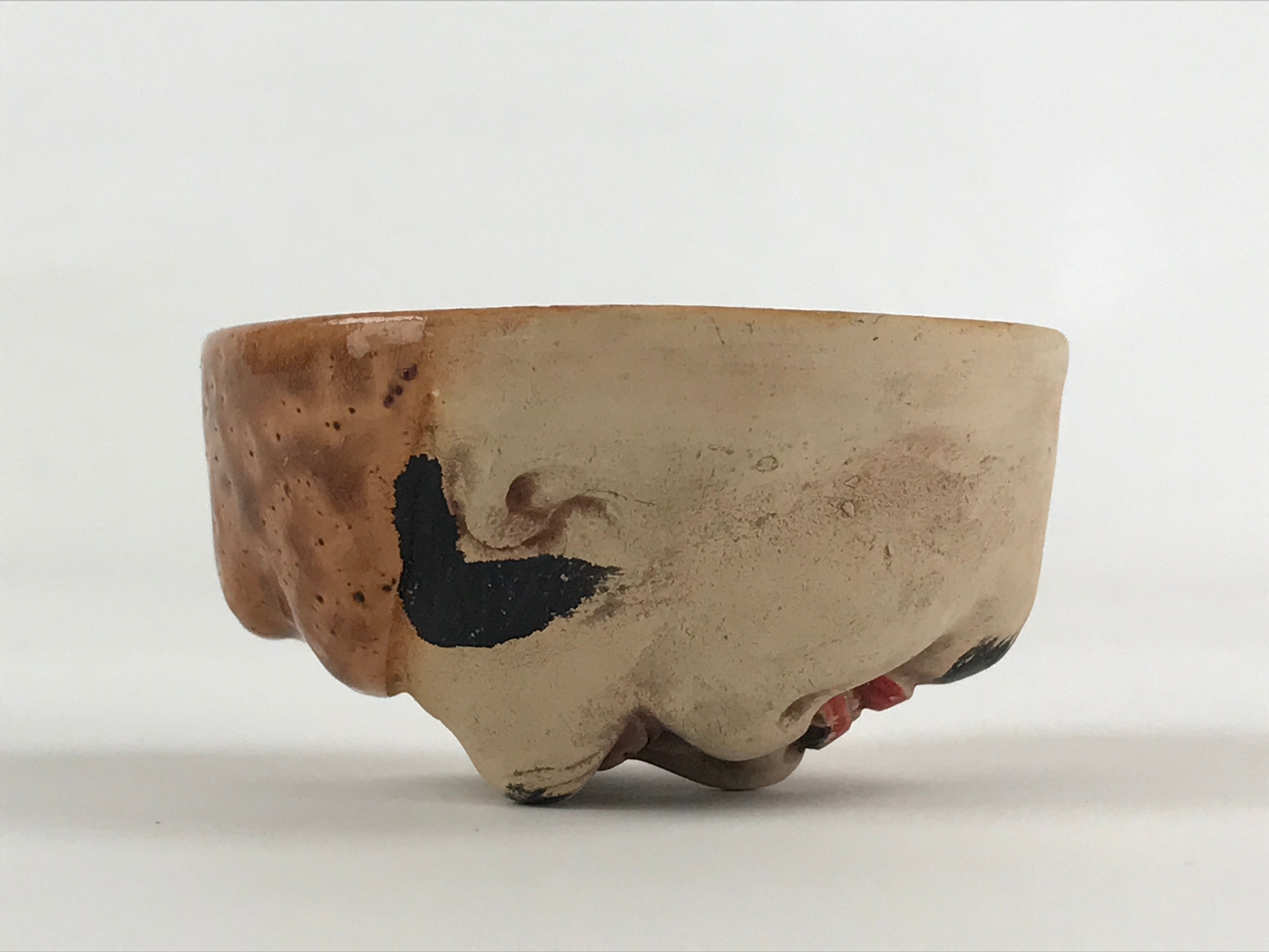 Japanese Ceramic Sake Cup Man Face Vtg Guinomi Ebisu Noh Mask Smiling Face G91