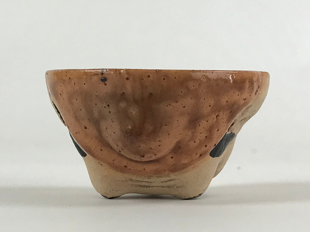 Japanese Ceramic Sake Cup Man Face Vtg Guinomi Ebisu Noh Mask Smiling Face G91