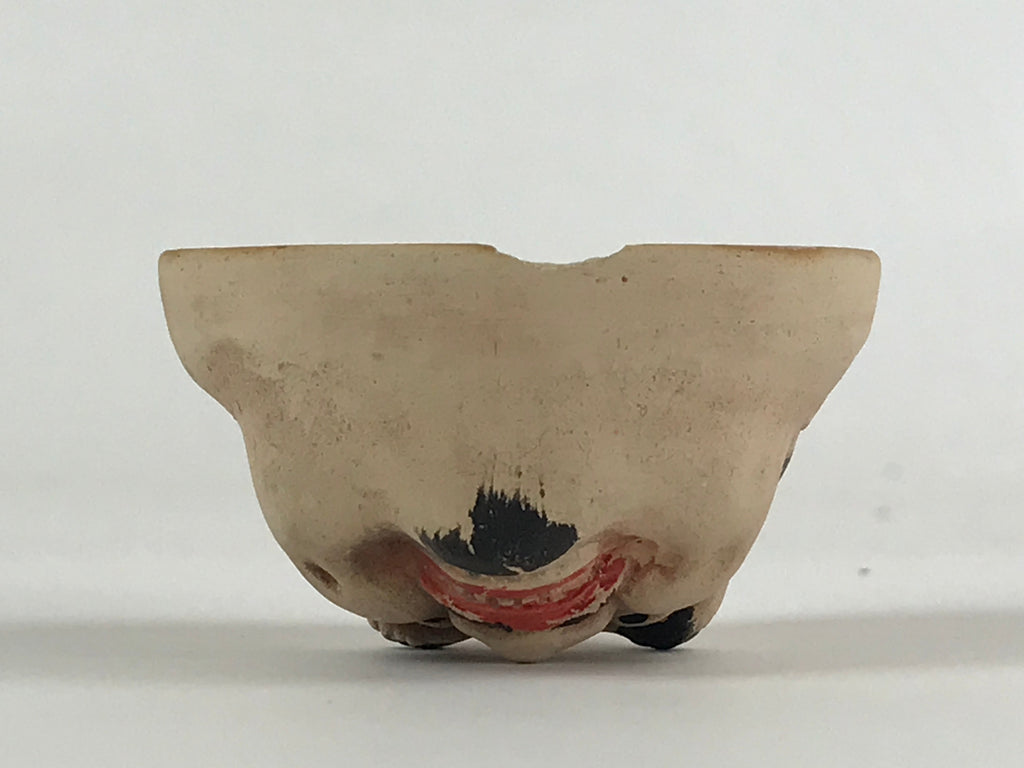 Japanese Ceramic Sake Cup Man Face Vtg Guinomi Ebisu Noh Mask Smiling Face G91
