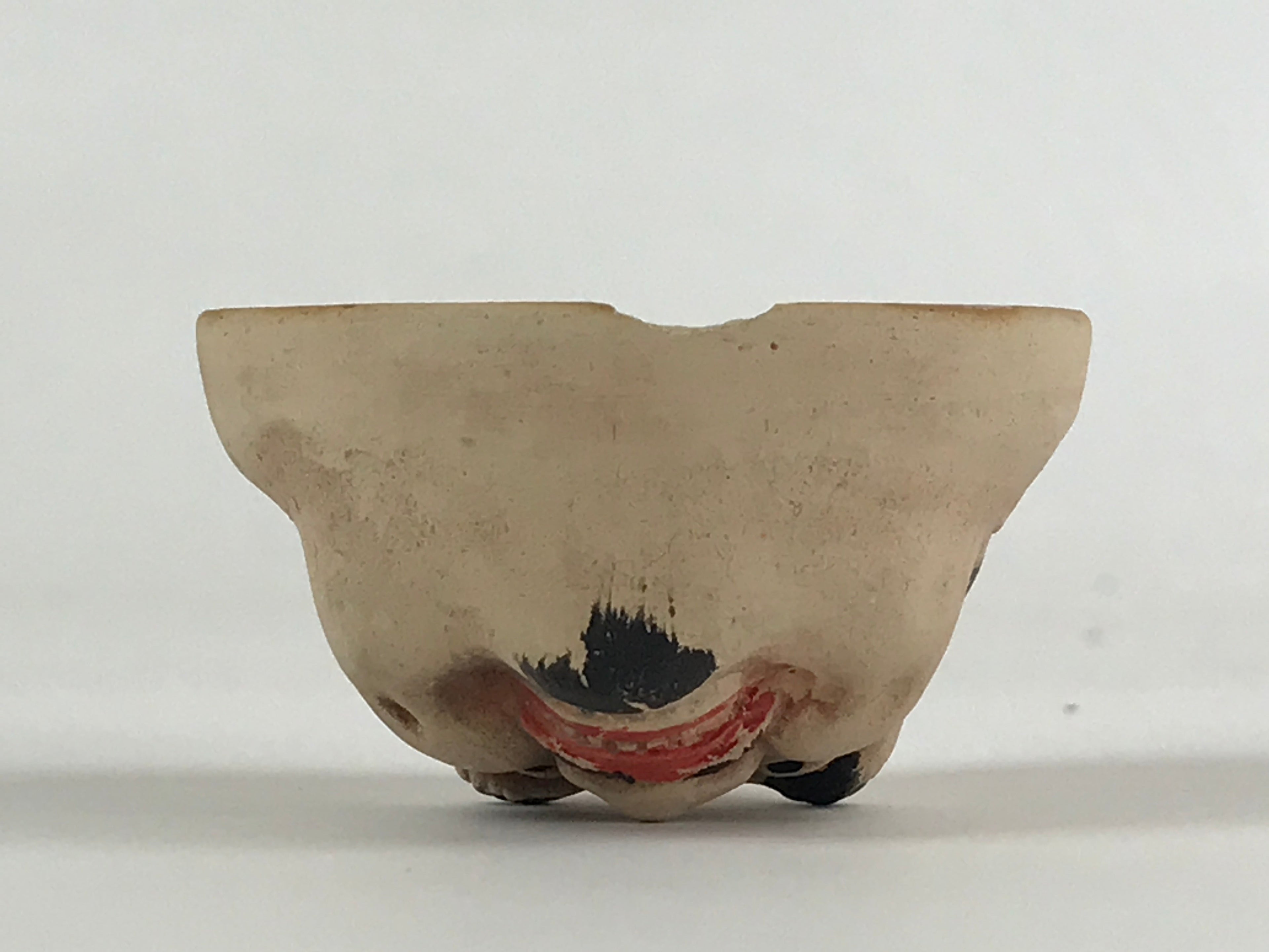 Japanese Ceramic Sake Cup Man Face Vtg Guinomi Ebisu Noh Mask Smiling Face G91