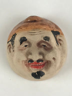Japanese Ceramic Sake Cup Man Face Vtg Guinomi Ebisu Noh Mask Smiling Face G91