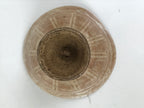 Japanese Ceramic Sake Cup Vtg Guinomi Light Brown Geometric Brush White G282