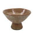 Japanese Ceramic Sake Cup Vtg Guinomi Light Brown Geometric Brush White G282