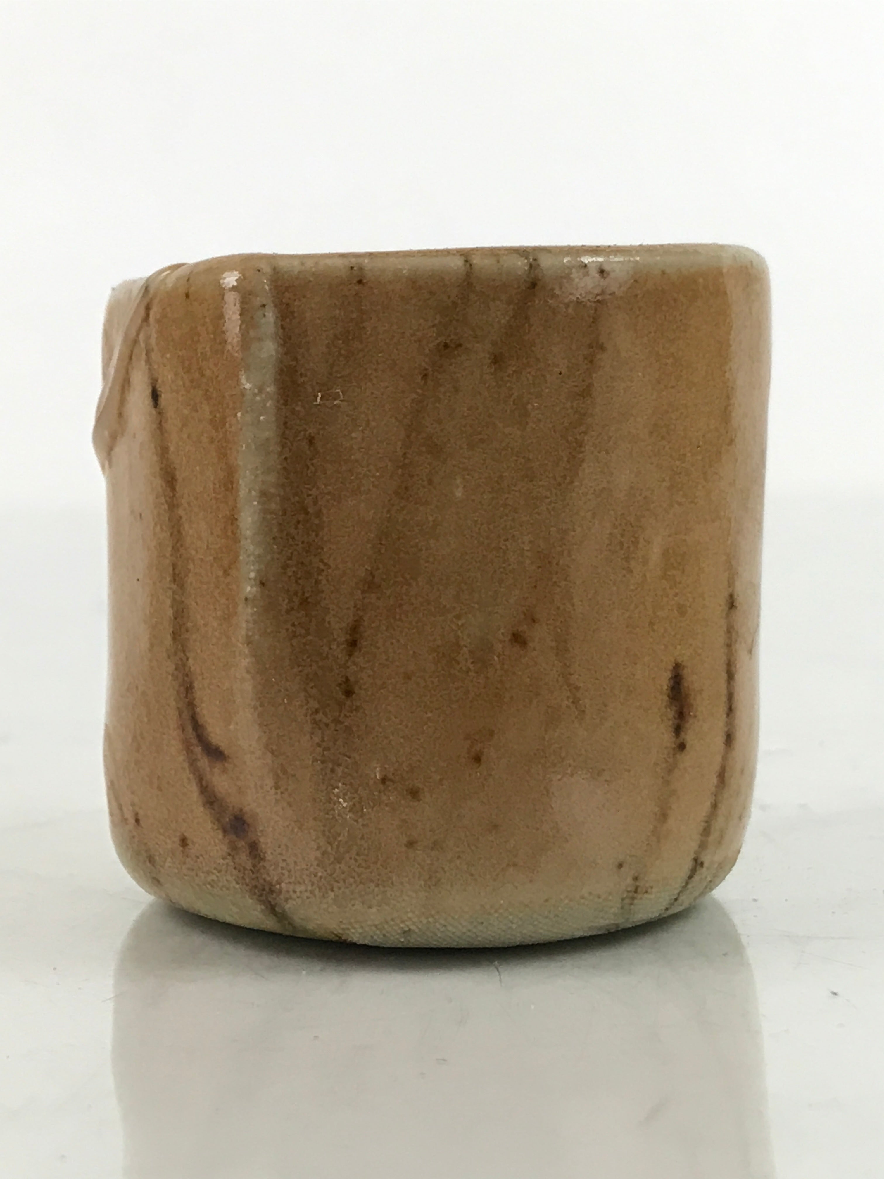 Japanese Ceramic Sake Cup Vtg Guinomi Sakatsuki Light Brown Marble G274