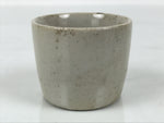 Japanese Ceramic Sake Cup Vtg Ochoko Guinomi Pottery Off-white Kanji Brown G313