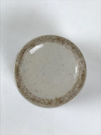 Japanese Ceramic Sake Cup Vtg Ochoko Guinomi Pottery Off-white Kanji Brown G313