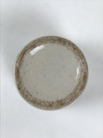 Japanese Ceramic Sake Cup Vtg Ochoko Guinomi Pottery Off-white Kanji Brown G313