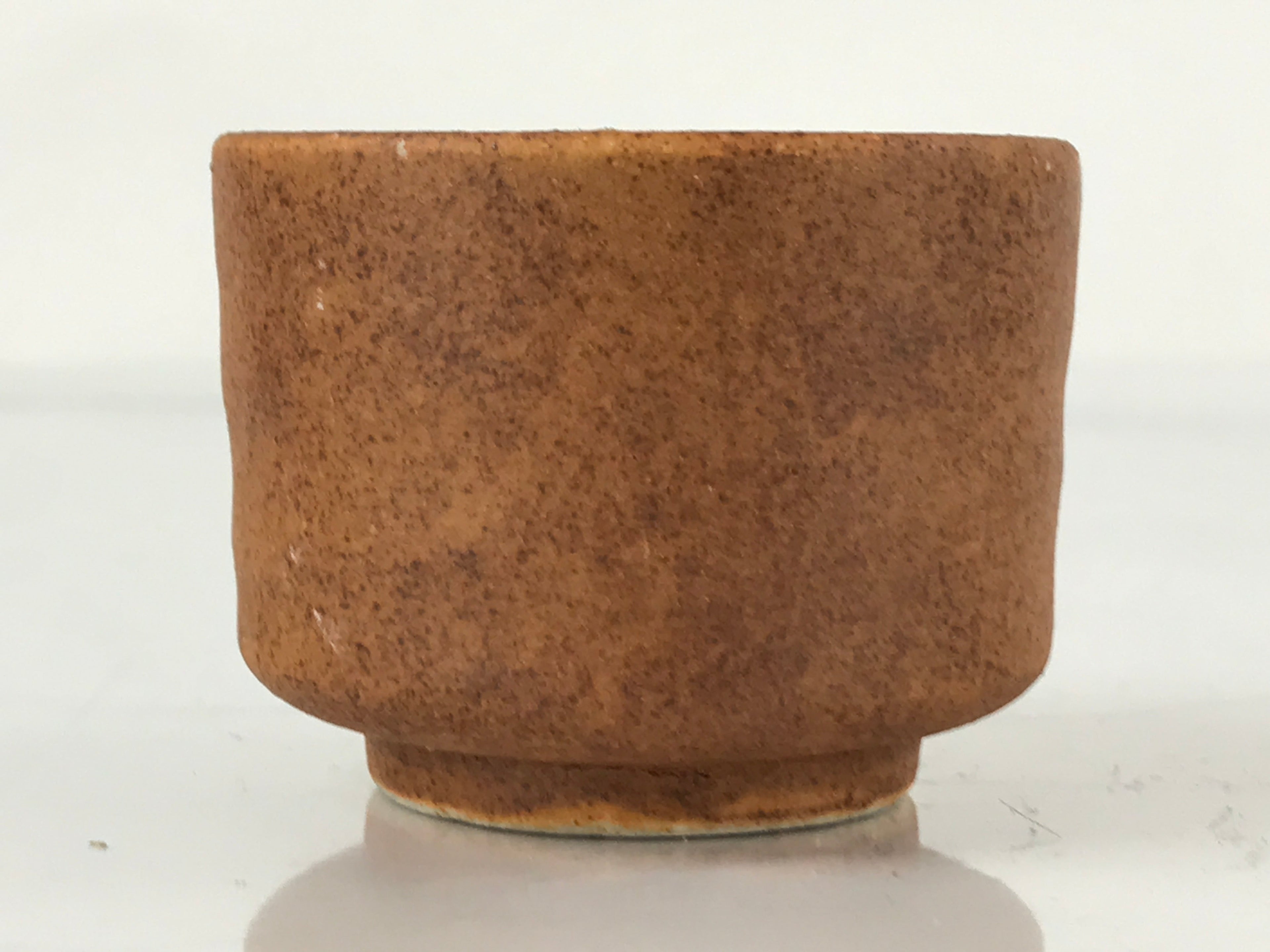 Japanese Ceramic Sake Cup Vtg Tsubomi Guinomi Brown Green Glaze Design G159