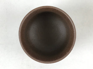 Japanese Ceramic Sake Cup Vtg Tsubomi Guinomi Dark Brown Wavy Line G126