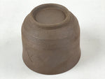 Japanese Ceramic Sake Cup Vtg Tsubomi Guinomi Dark Brown Wavy Line G126