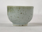 Japanese Ceramic Sake Cup Vtg Tsubomi Guinomi Green Mint Brown Speckle G125