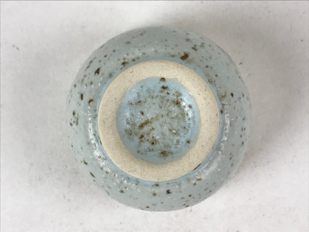 Japanese Ceramic Sake Cup Vtg Tsubomi Guinomi Green Mint Brown Speckle G125