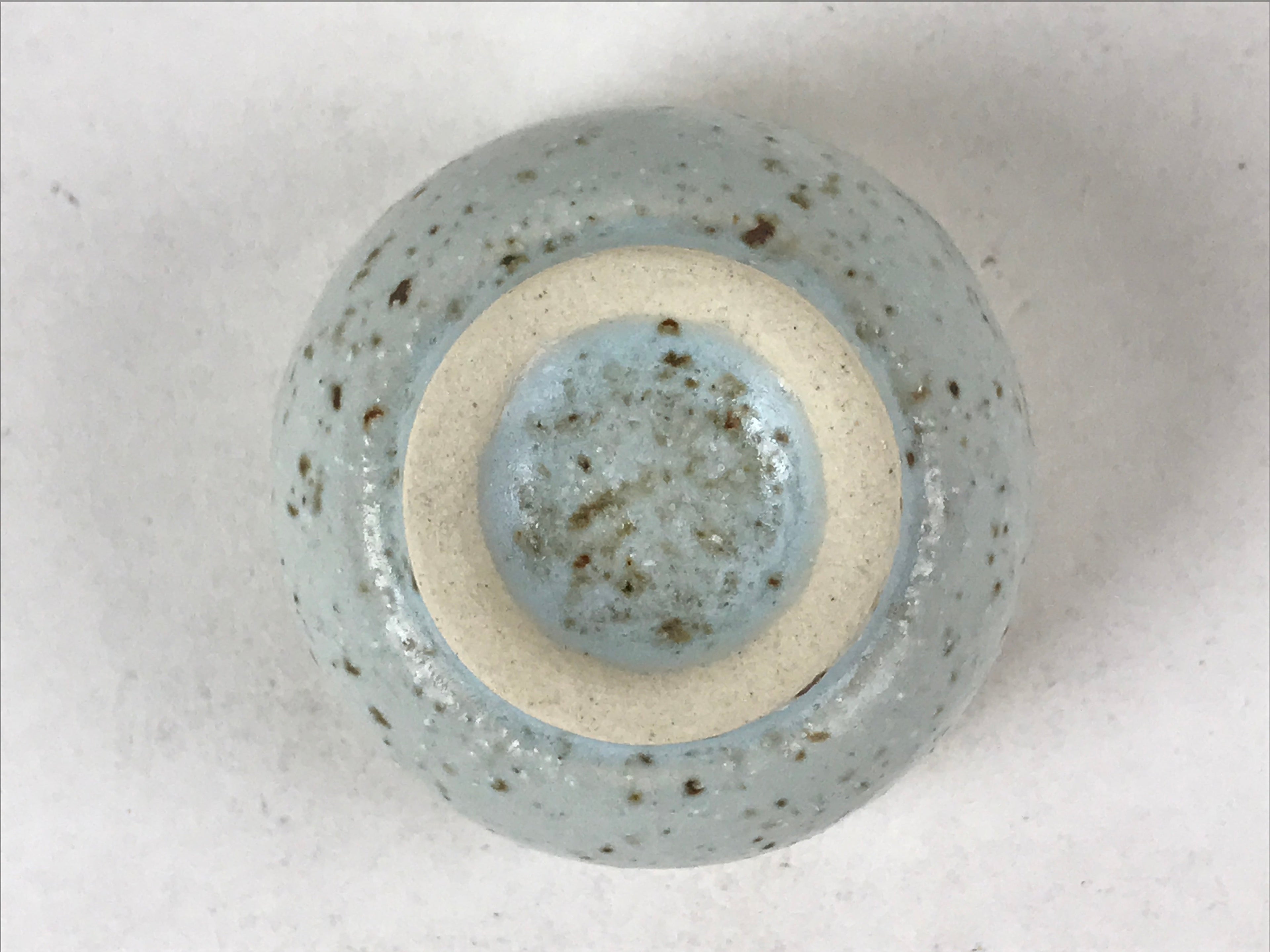 Japanese Ceramic Sake Cup Vtg Tsubomi Guinomi Green Mint Brown Speckle G125