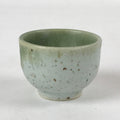 Japanese Ceramic Sake Cup Vtg Tsubomi Guinomi Green Mint Brown Speckle G125