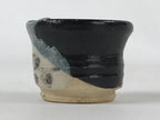 Japanese Ceramic Sake Cup Vtg Tsubomi Guinomi Yakimono Black Blue White G128