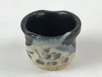 Japanese Ceramic Sake Cup Vtg Tsubomi Guinomi Yakimono Black Blue White G128
