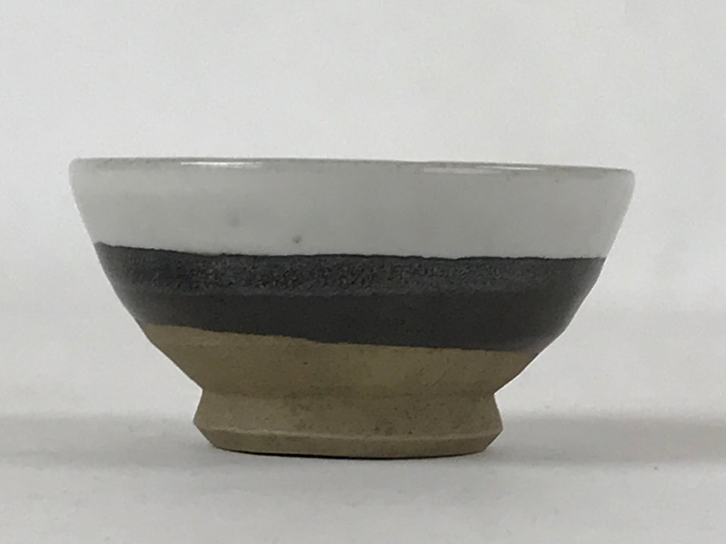 Japanese Ceramic Sake Cup Vtg Tsubomi Guinomi Yakimono Black White G129