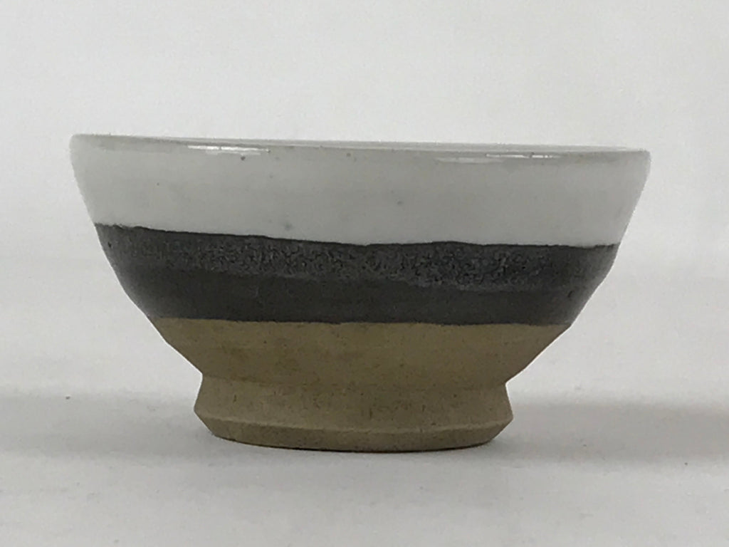 Japanese Ceramic Sake Cup Vtg Tsubomi Guinomi Yakimono Black White G129