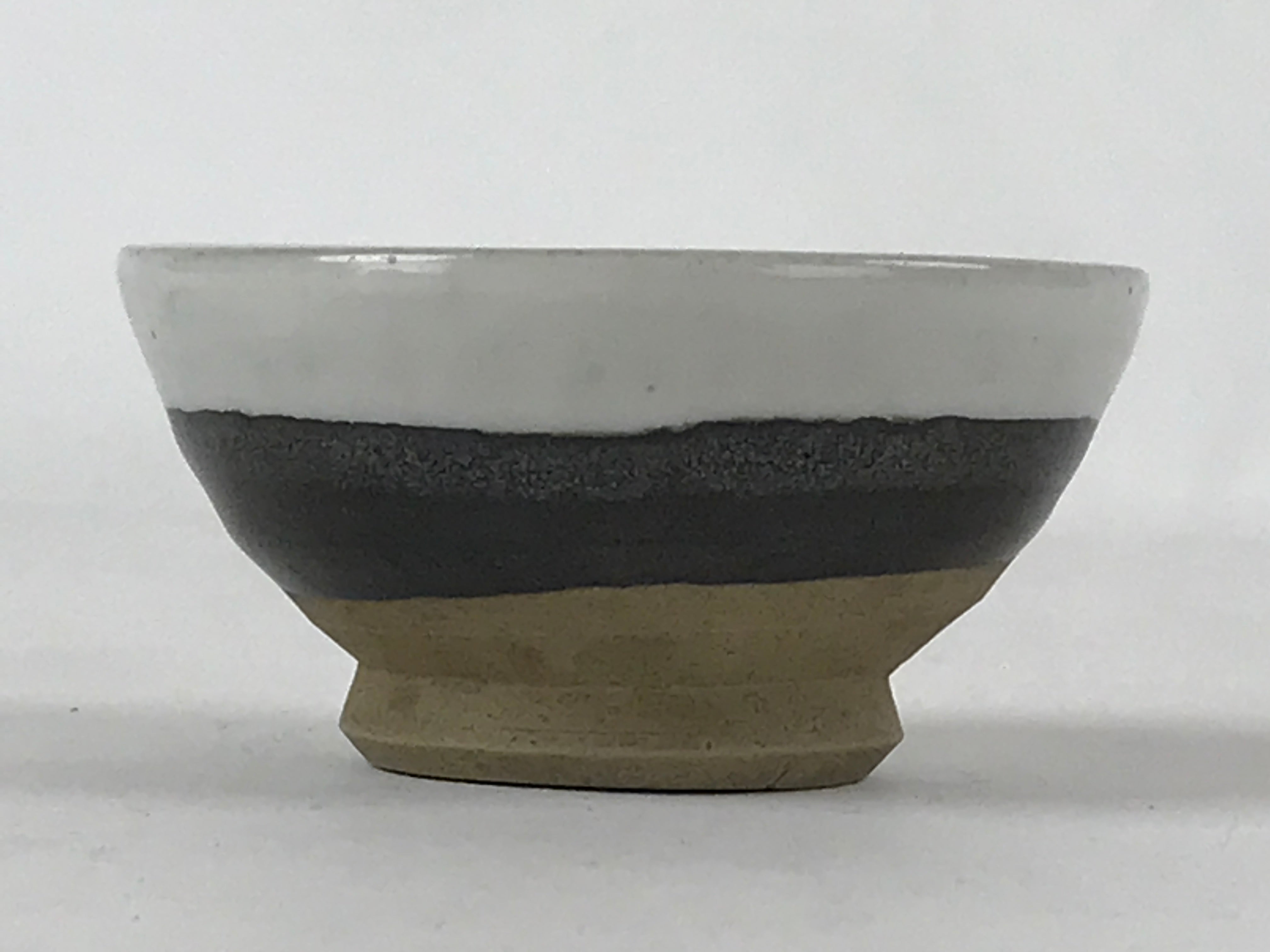 Japanese Ceramic Sake Cup Vtg Tsubomi Guinomi Yakimono Black White G129
