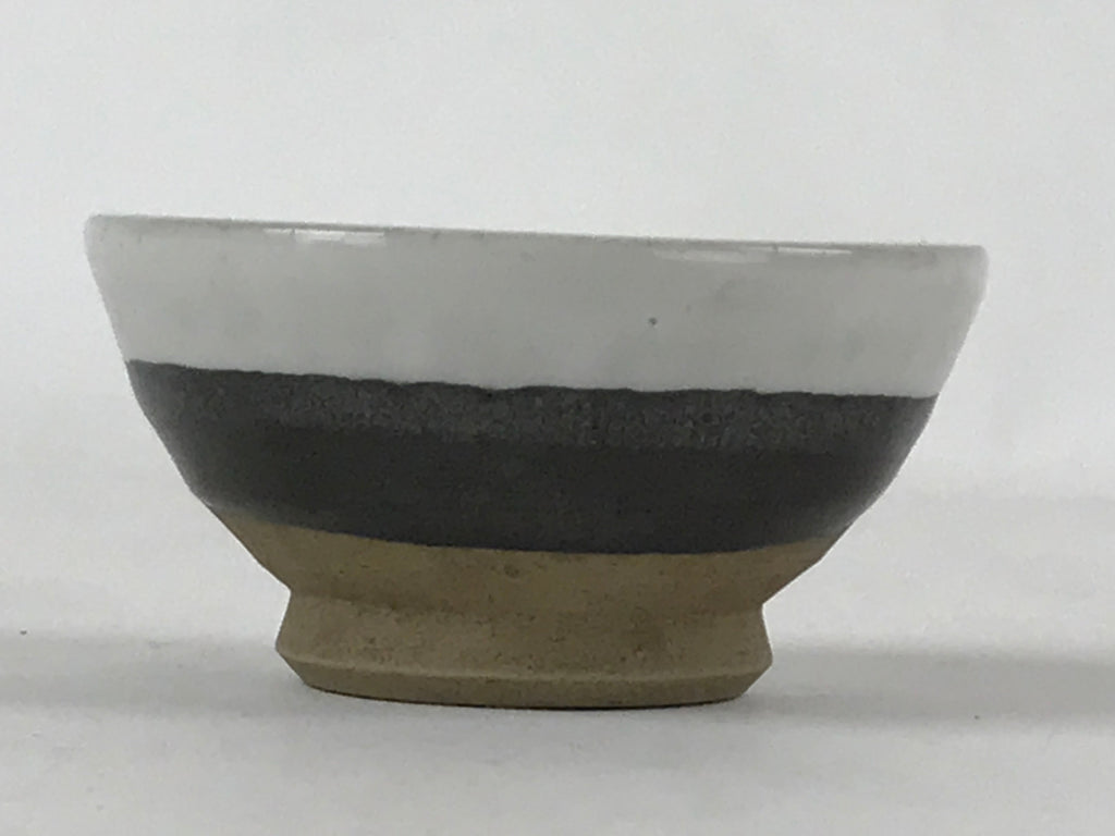 Japanese Ceramic Sake Cup Vtg Tsubomi Guinomi Yakimono Black White G129