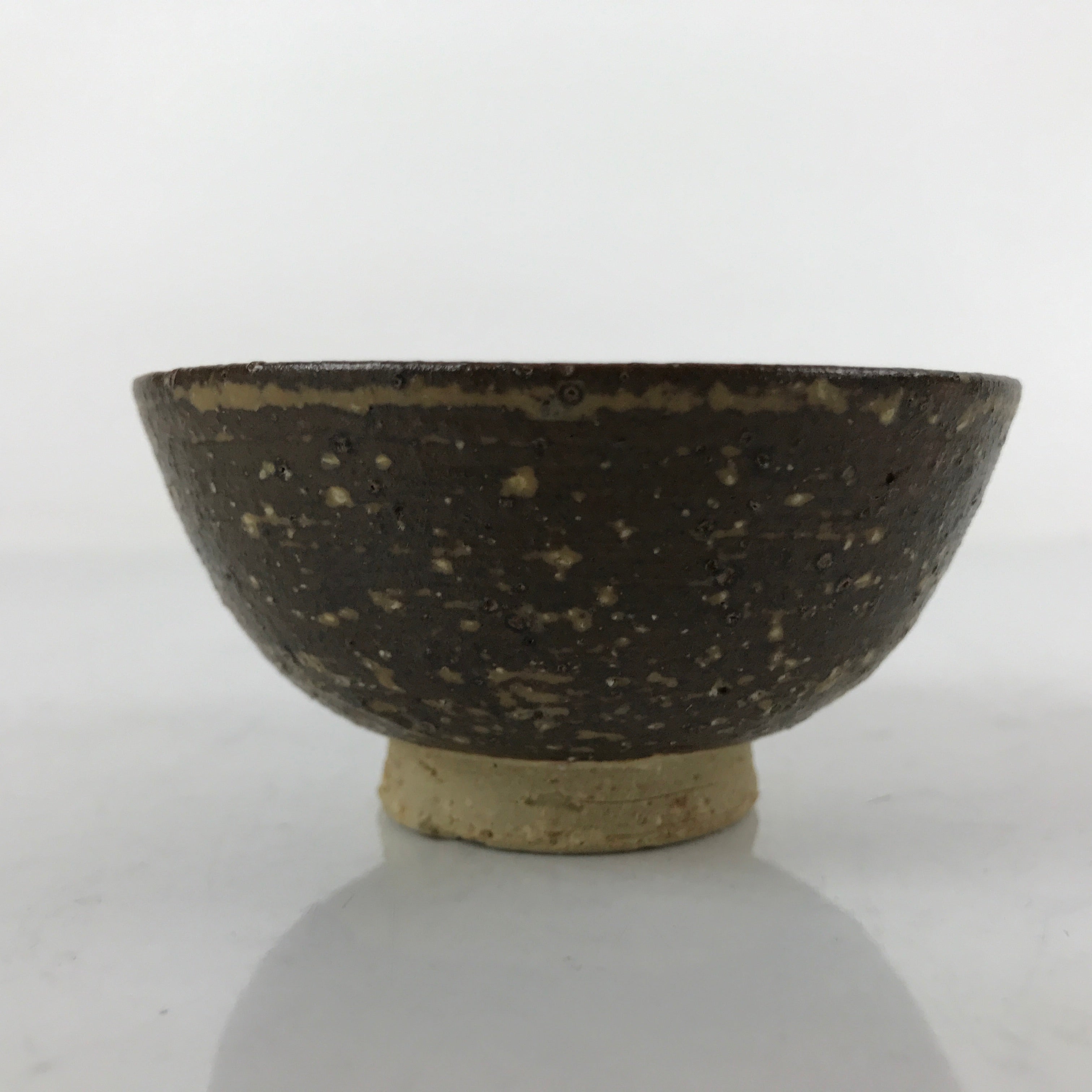 Japanese Ceramic Sake Cup Vtg Tsubomi Guinomi Yakimono Brown Beige G250