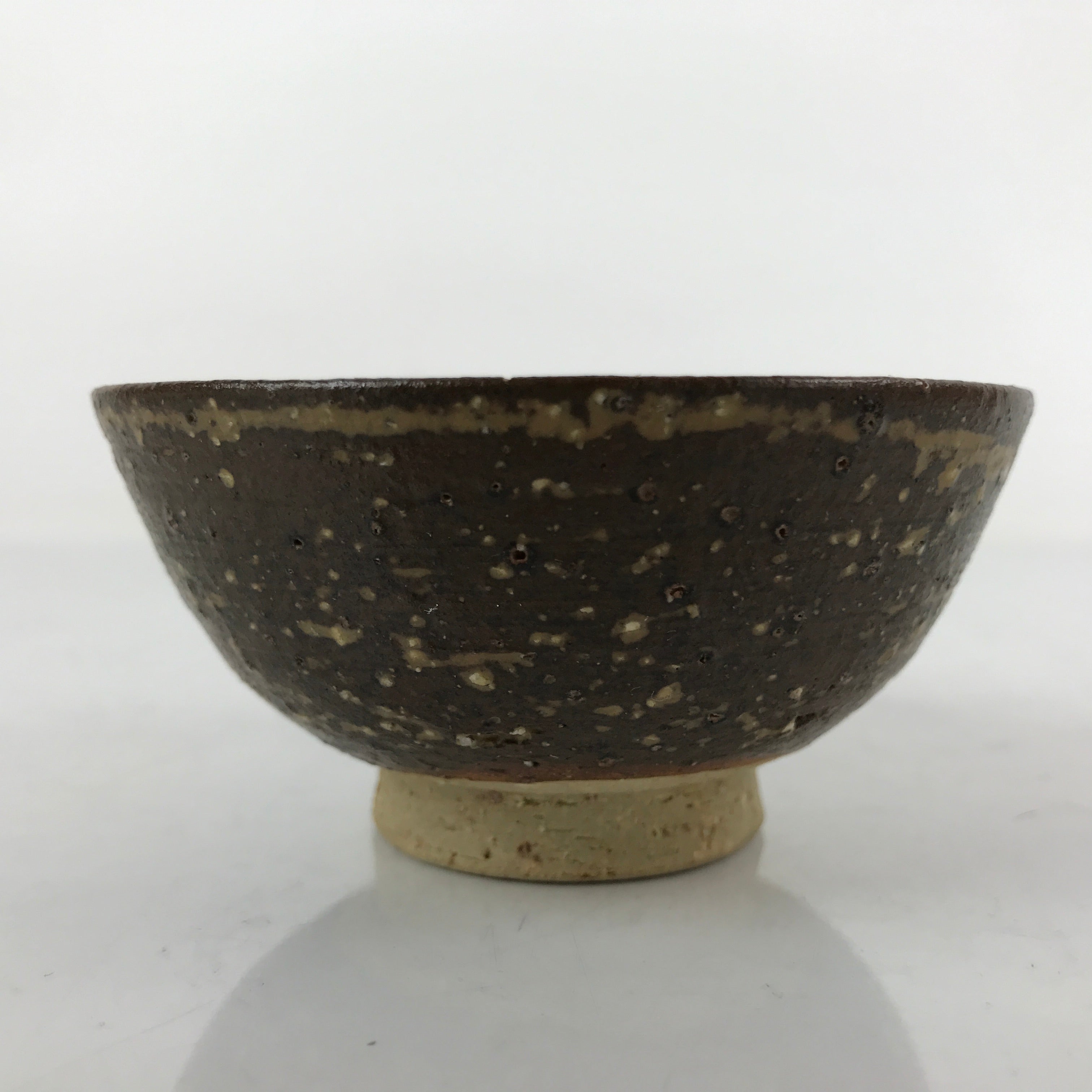 Japanese Ceramic Sake Cup Vtg Tsubomi Guinomi Yakimono Brown Beige G250