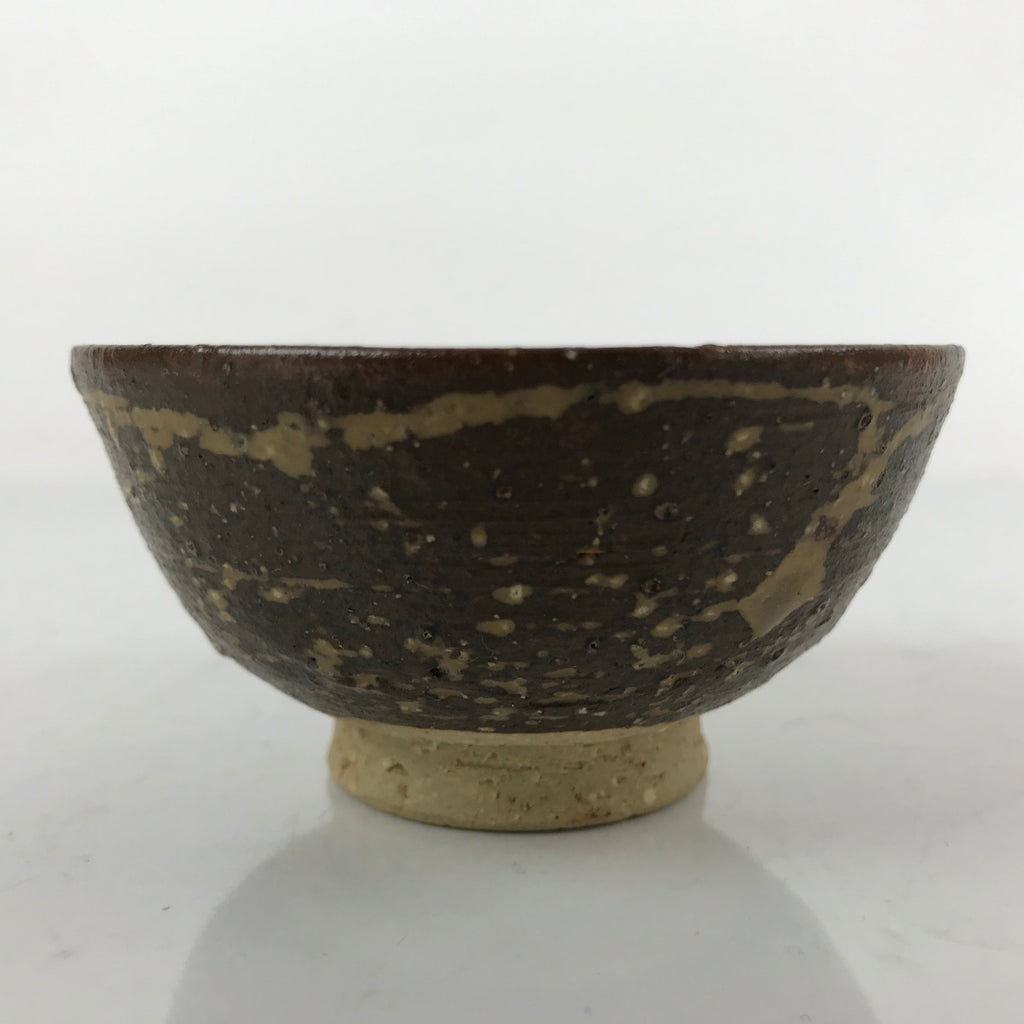 Japanese Ceramic Sake Cup Vtg Tsubomi Guinomi Yakimono Brown Beige G250