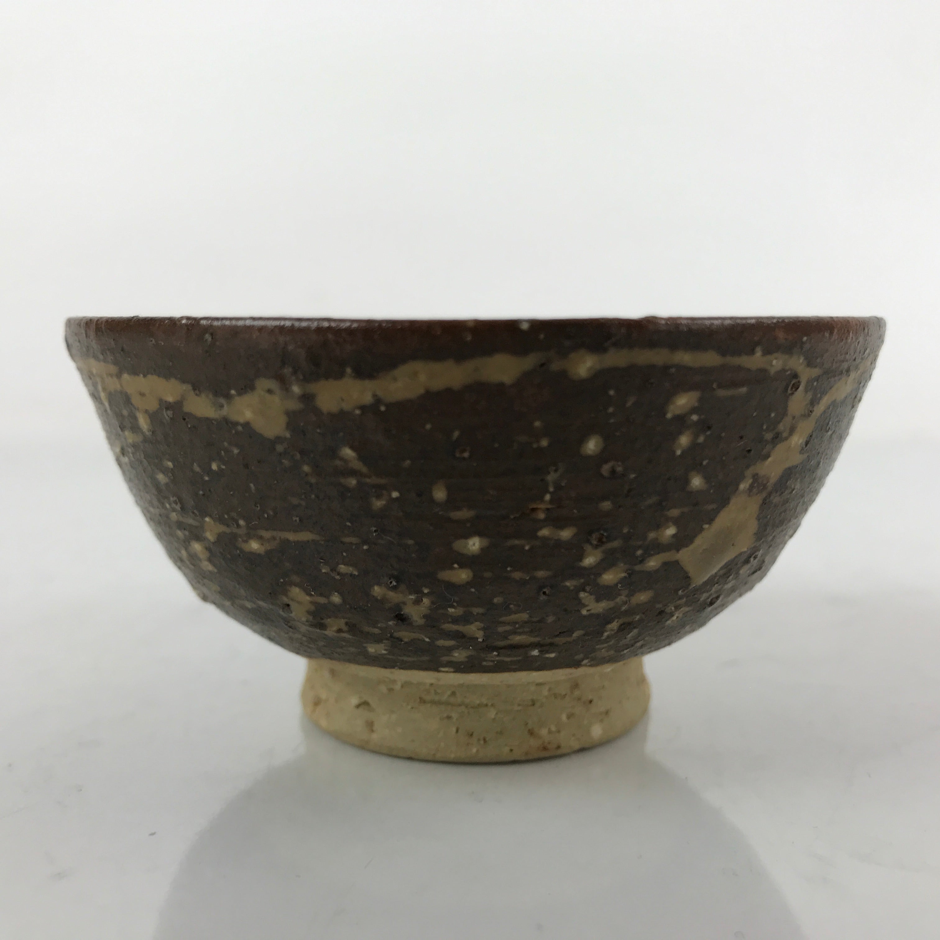 Japanese Ceramic Sake Cup Vtg Tsubomi Guinomi Yakimono Brown Beige G250