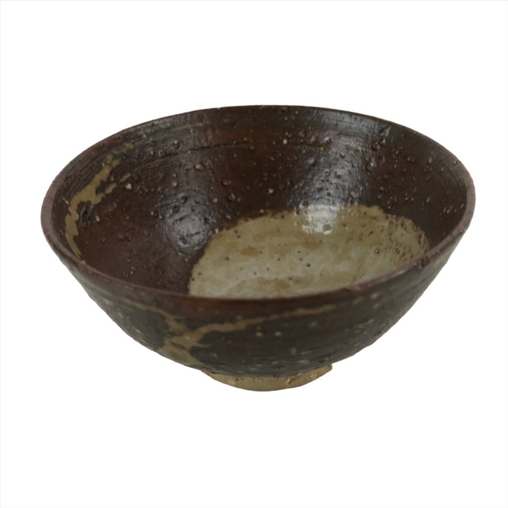 Japanese Ceramic Sake Cup Vtg Tsubomi Guinomi Yakimono Brown Beige G250