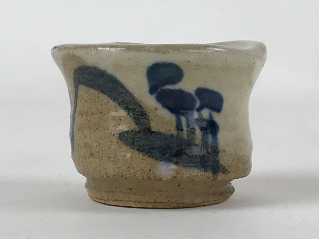 Japanese Ceramic Sake Cup Vtg Tsubomi Guinomi Yakimono Mountain Scene G127