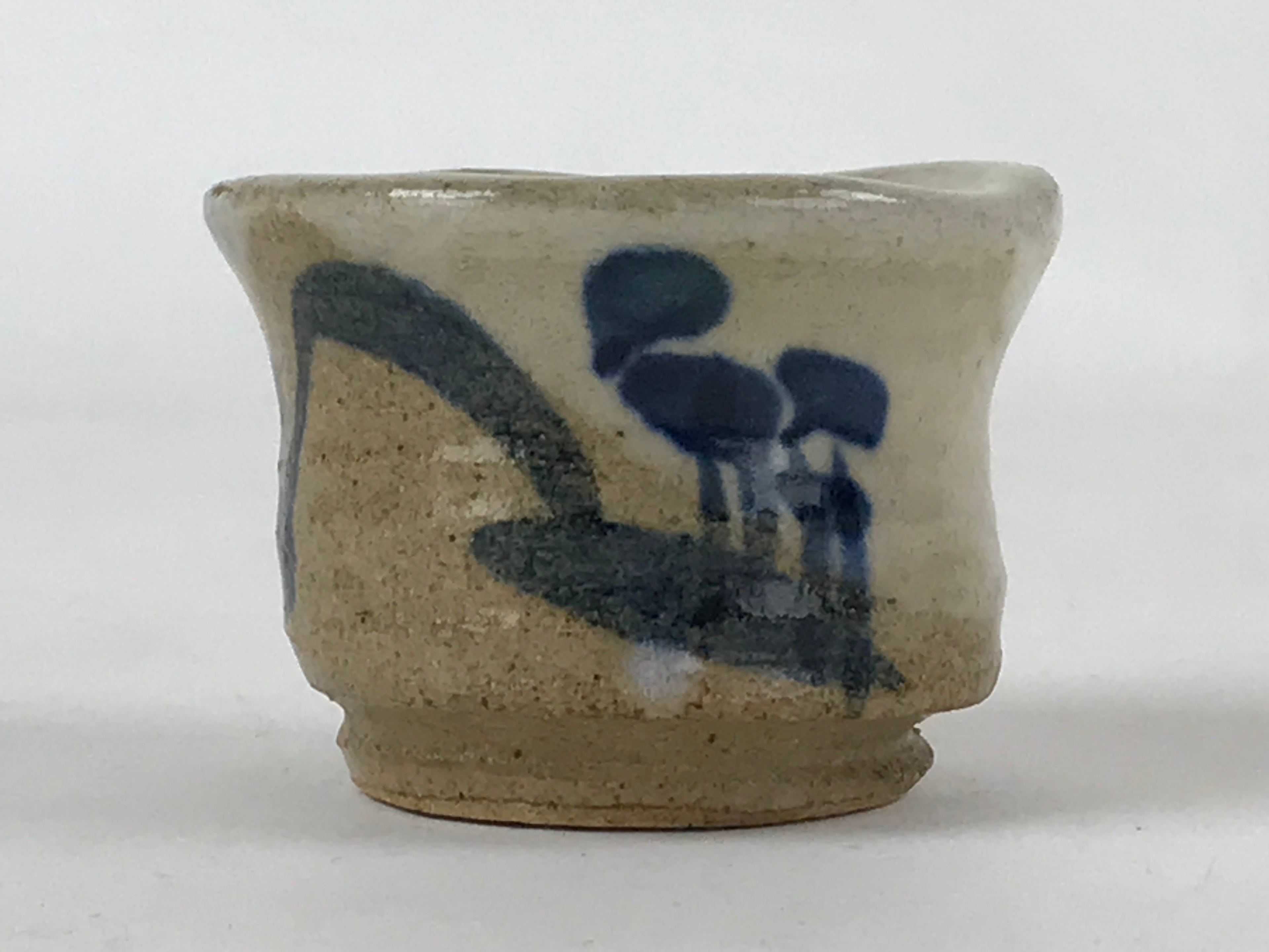 Japanese Ceramic Sake Cup Vtg Tsubomi Guinomi Yakimono Mountain Scene G127