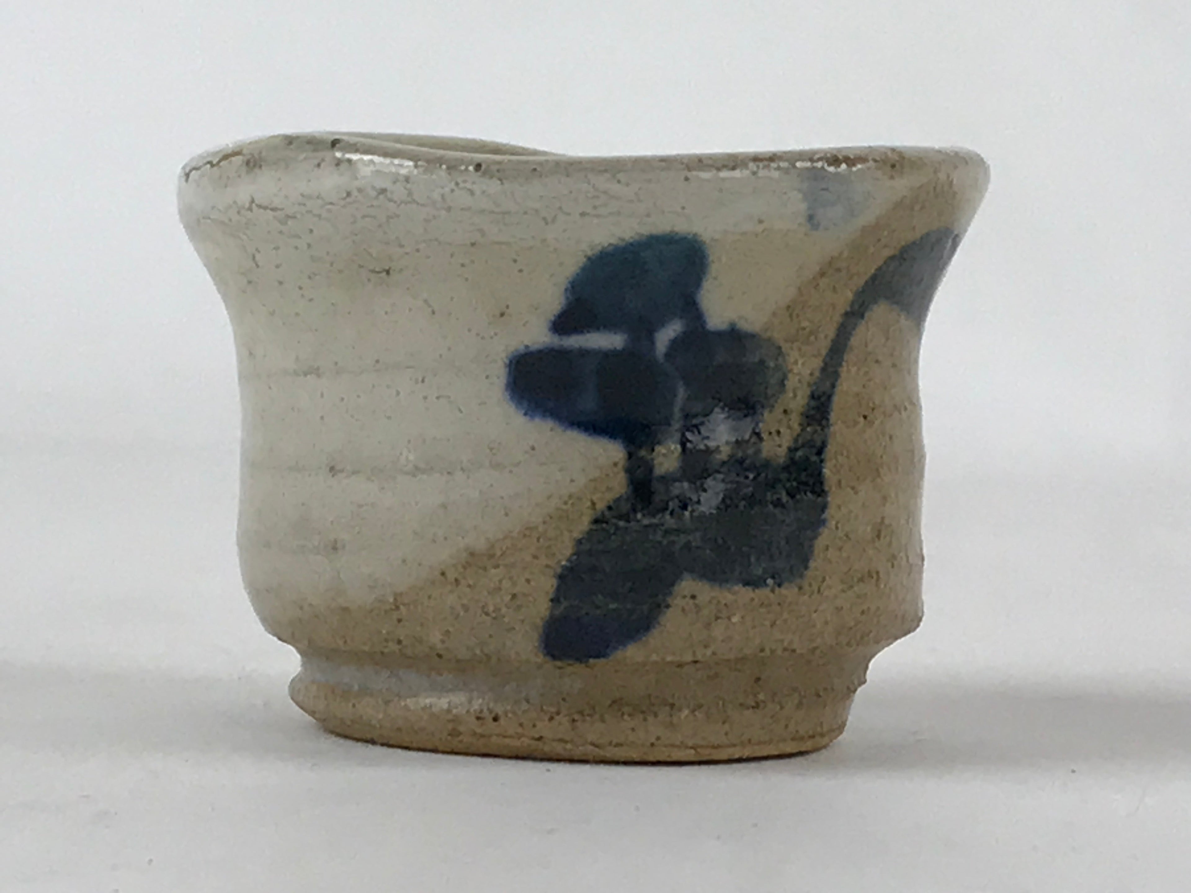 Japanese Ceramic Sake Cup Vtg Tsubomi Guinomi Yakimono Mountain Scene G127