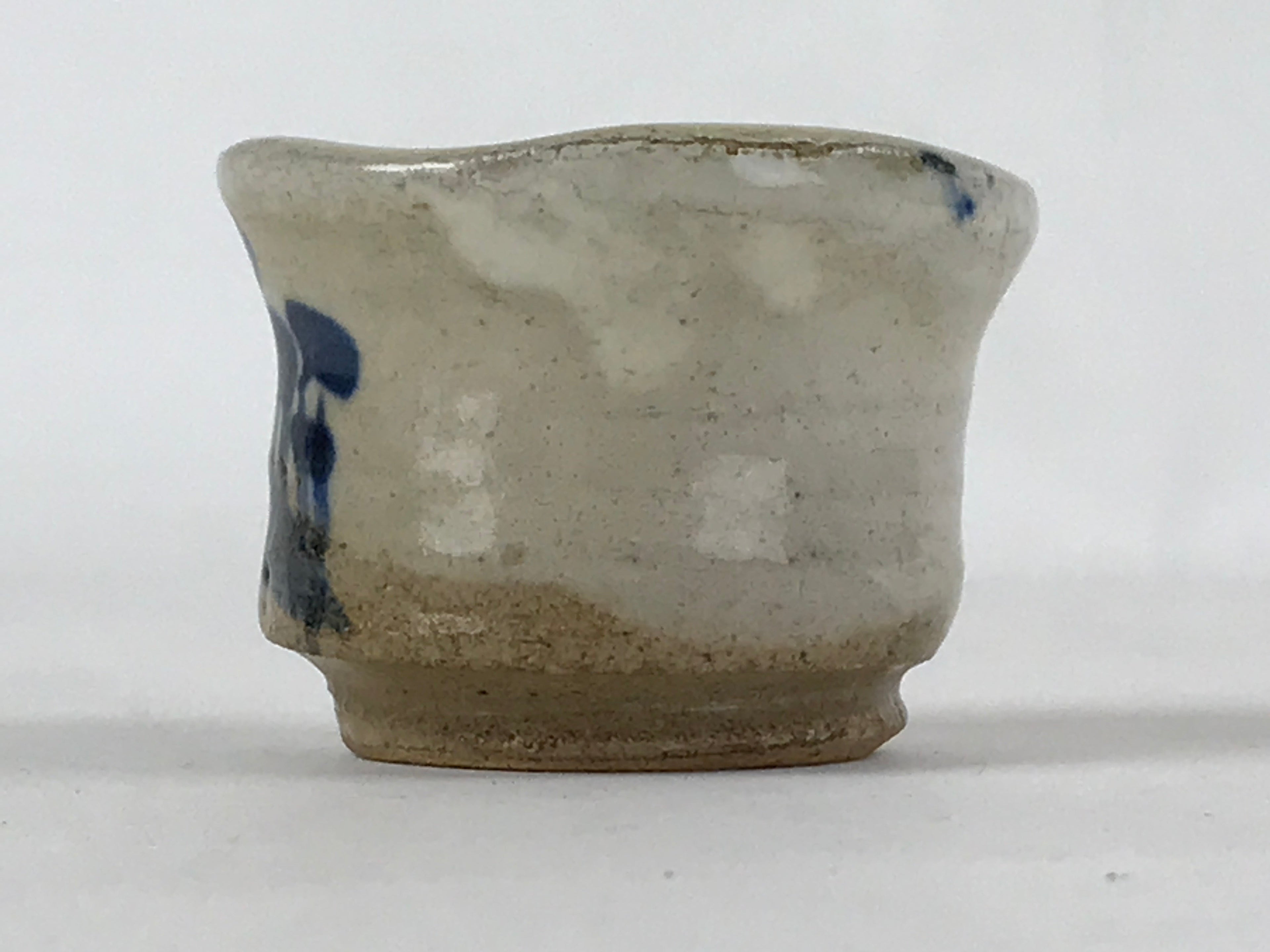 Japanese Ceramic Sake Cup Vtg Tsubomi Guinomi Yakimono Mountain Scene G127