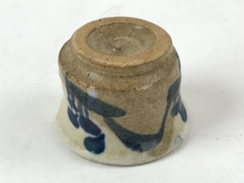 Japanese Ceramic Sake Cup Vtg Tsubomi Guinomi Yakimono Mountain Scene G127