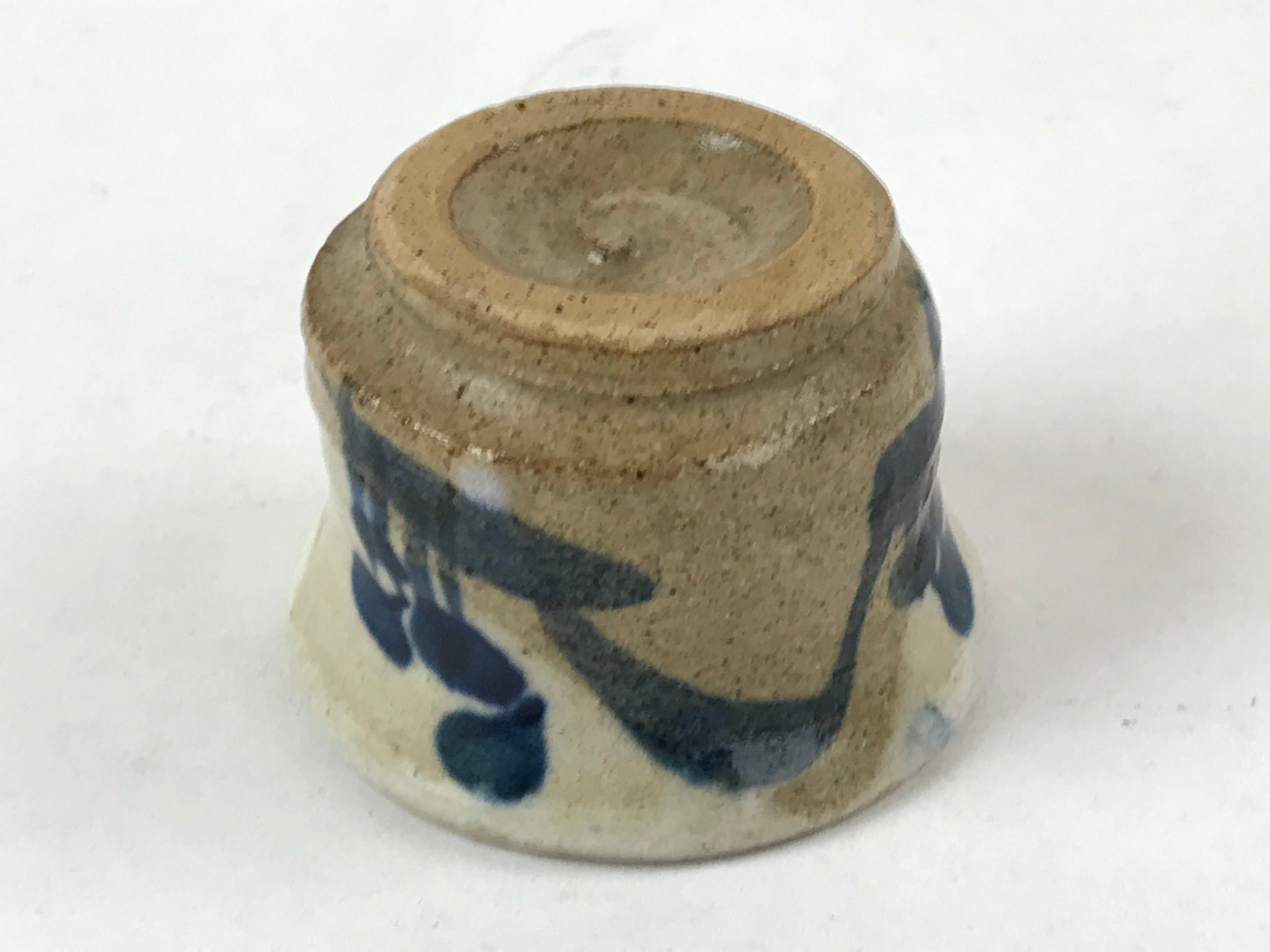 Japanese Ceramic Sake Cup Vtg Tsubomi Guinomi Yakimono Mountain Scene G127