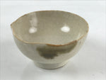 Japanese Ceramic Sake Cup Vtg Tsubomi Ochoko Guinomi Beige Crackle Brown G229