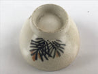 Japanese Ceramic Sake Cup Vtg Tsubomi Ochoko Guinomi Beige Crackle Pine G227