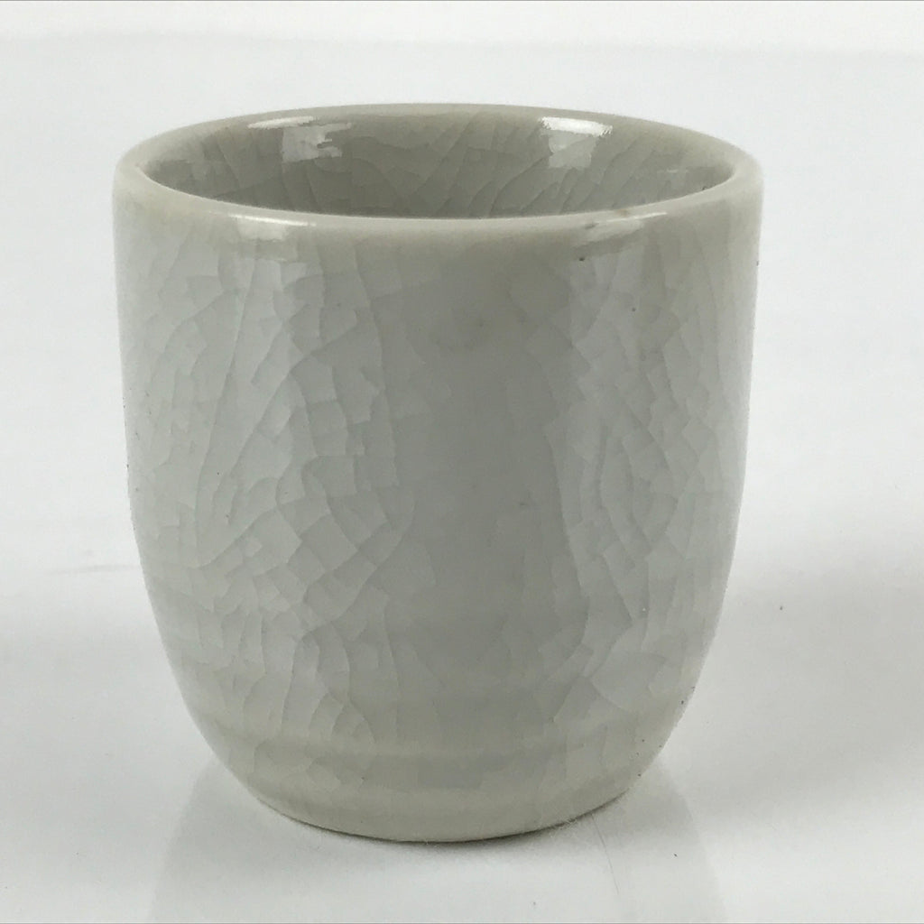Japanese Ceramic Sake Cup Vtg Tsubomi Ochoko Guinomi Simple Plain Gray G174