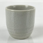 Japanese Ceramic Sake Cup Vtg Tsubomi Ochoko Guinomi Simple Plain Gray G174