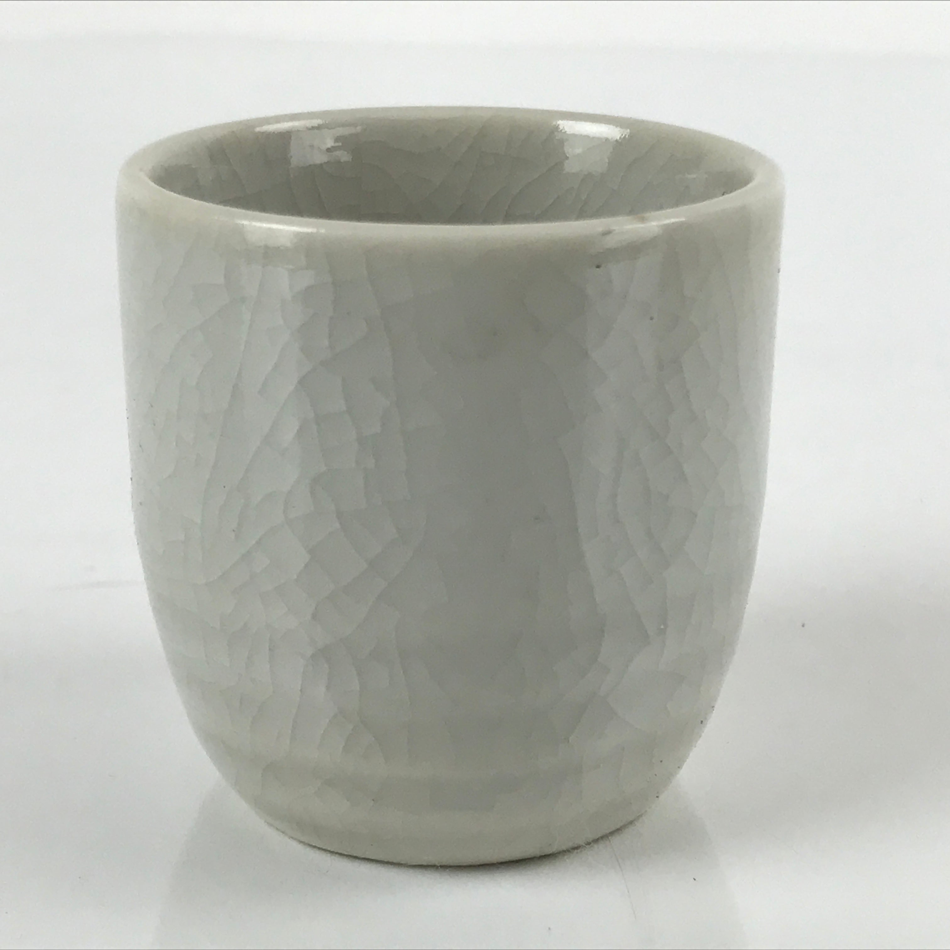 Japanese Ceramic Sake Cup Vtg Tsubomi Ochoko Guinomi Simple Plain Gray G174