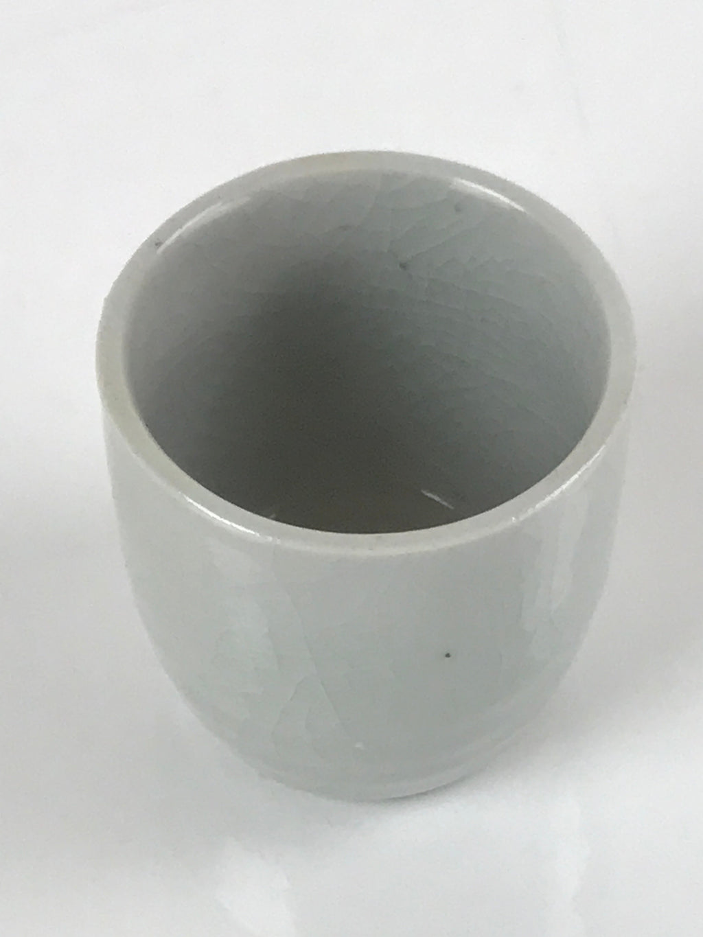 Japanese Ceramic Sake Cup Vtg Tsubomi Ochoko Guinomi Simple Plain Gray G175