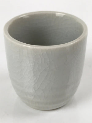 Japanese Ceramic Sake Cup Vtg Tsubomi Ochoko Guinomi Simple Plain Gray G176