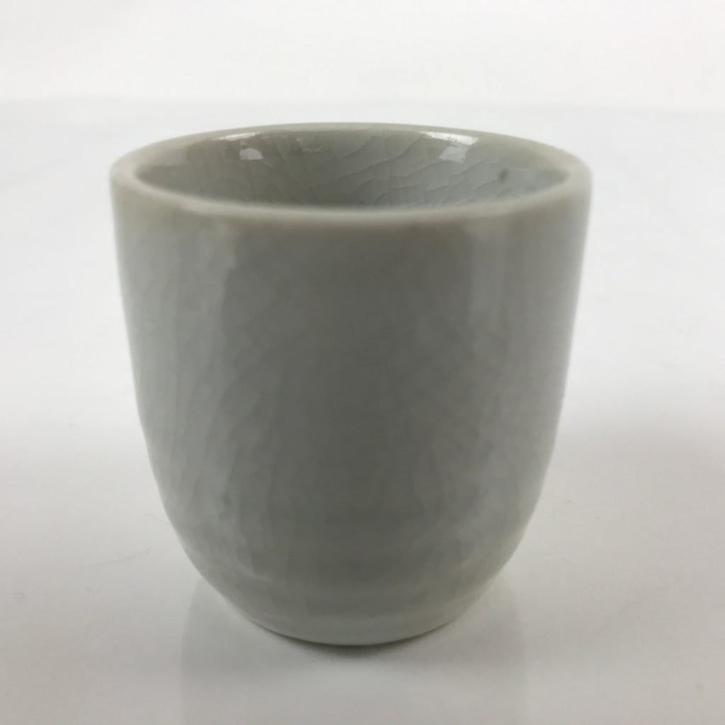Japanese Ceramic Sake Cup Vtg Tsubomi Ochoko Guinomi Simple Plain Gray G176