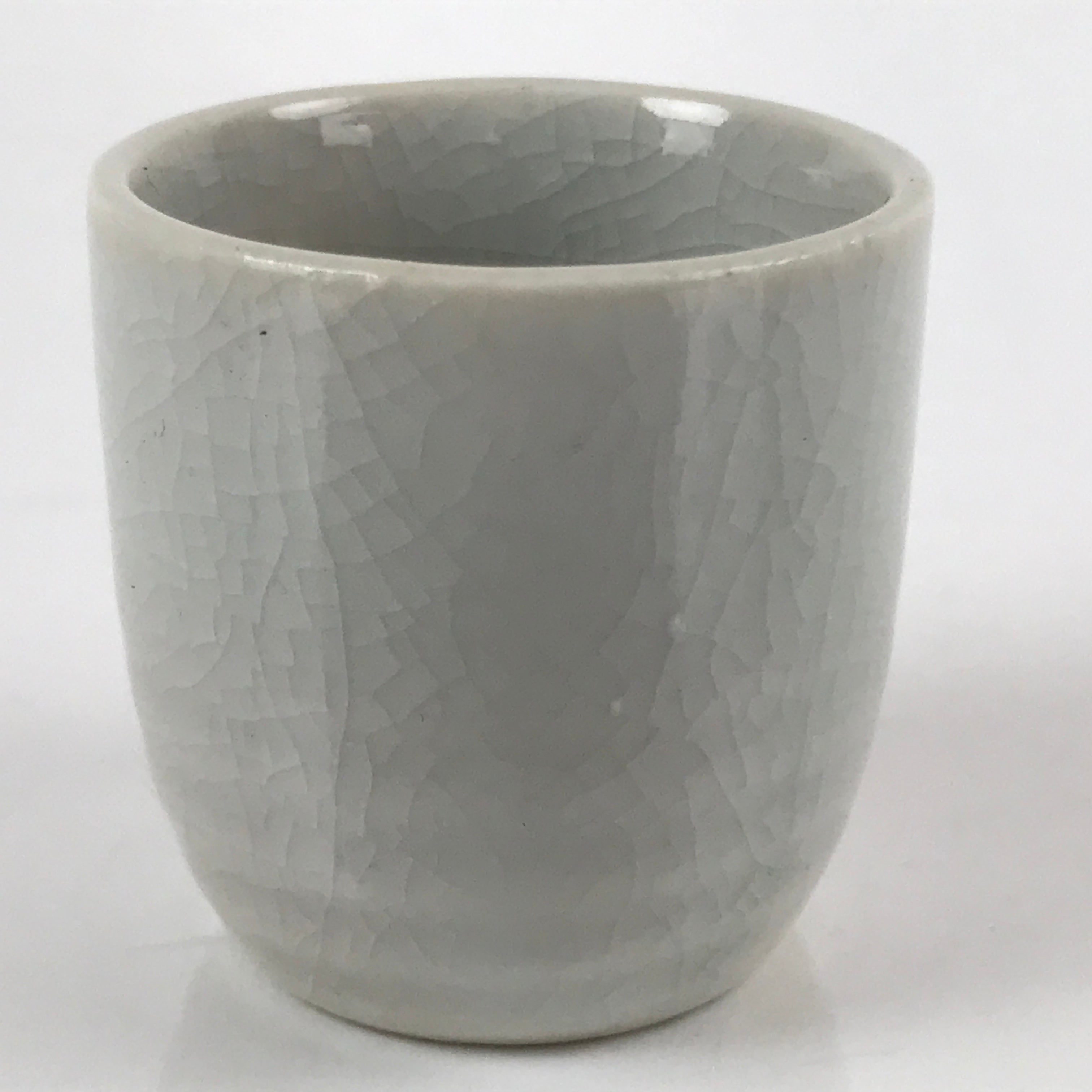 Japanese Ceramic Sake Cup Vtg Tsubomi Ochoko Guinomi Simple Plain Gray G177