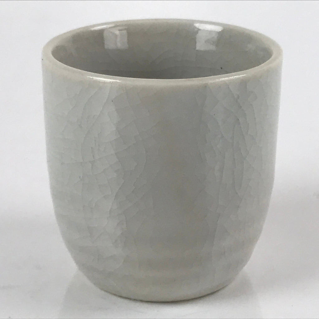 Japanese Ceramic Sake Cup Vtg Tsubomi Ochoko Guinomi Simple Plain Gray G178