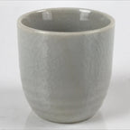 Japanese Ceramic Sake Cup Vtg Tsubomi Ochoko Guinomi Simple Plain Gray G178