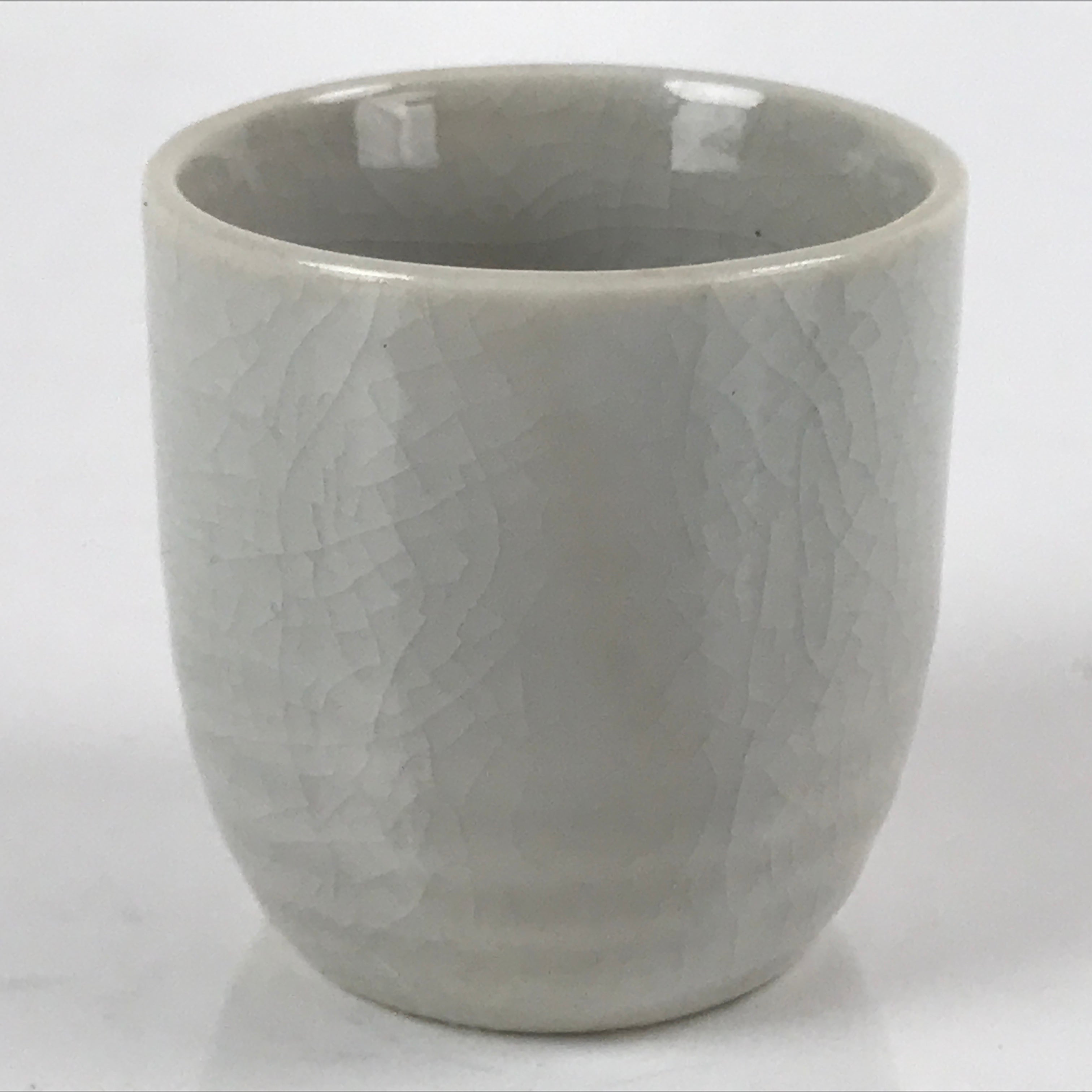 Japanese Ceramic Sake Cup Vtg Tsubomi Ochoko Guinomi Simple Plain Gray G178